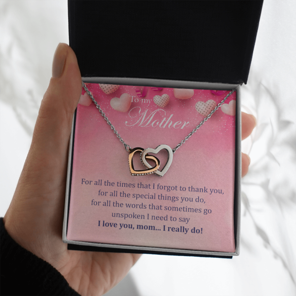 Two hearts necklace for mom, I love you mom I really do necklace, mother day gift, to my mother daughter necklace (Copy)