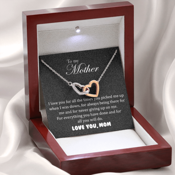 To my mother daughter necklace, I love you for all the times you picked me up when I was down, love mom necklace, gift for mother birthday