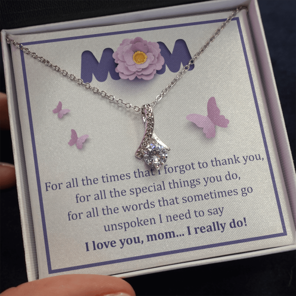 This beautiful sparkly pendant for mom, I love you mom I really do alluring necklace, to my mother daughter necklace