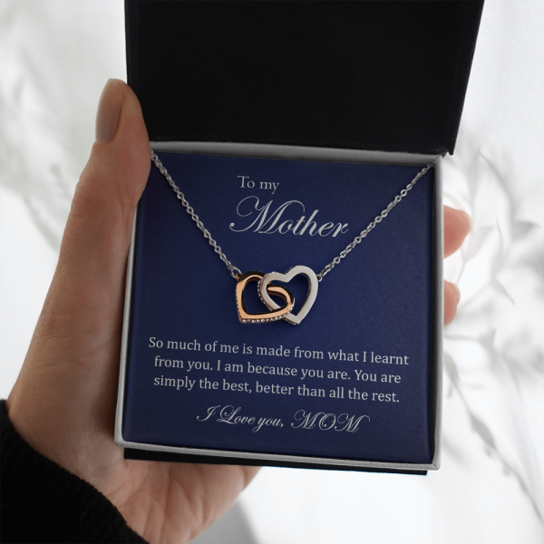 Two hearts embellished necklace for mom, to my mother daughter necklace, you are simply the best necklace, birthday gift for mom