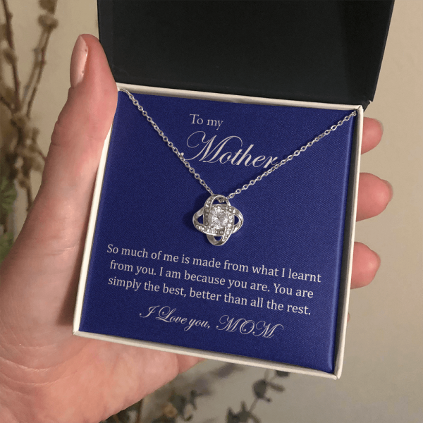 To my mother daughter necklace, So much of me is made from what I learnt from you necklace, birthday gift from mom, The Love Knot Necklace