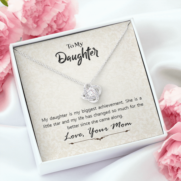 To my daughter necklace love knot necklace My daughter is my biggest achievement She is a little star and my life has changed so much for the better since she came along necklace