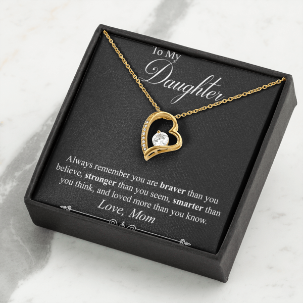 14K White Gold Dipped forever love necklace from MOM, always remember you are stronger than you seem and loved more than you know necklace