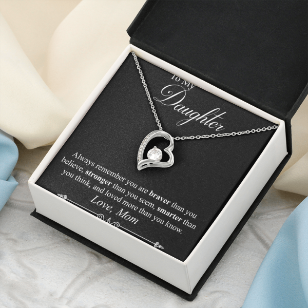 14K White Gold Dipped forever love necklace from MOM, always remember you are stronger than you seem and loved more than you know necklace