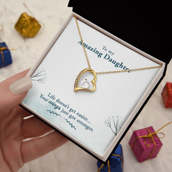Life doesn’t get easier Your wings just got stronger – To My Amazing Daughter Gold Necklace