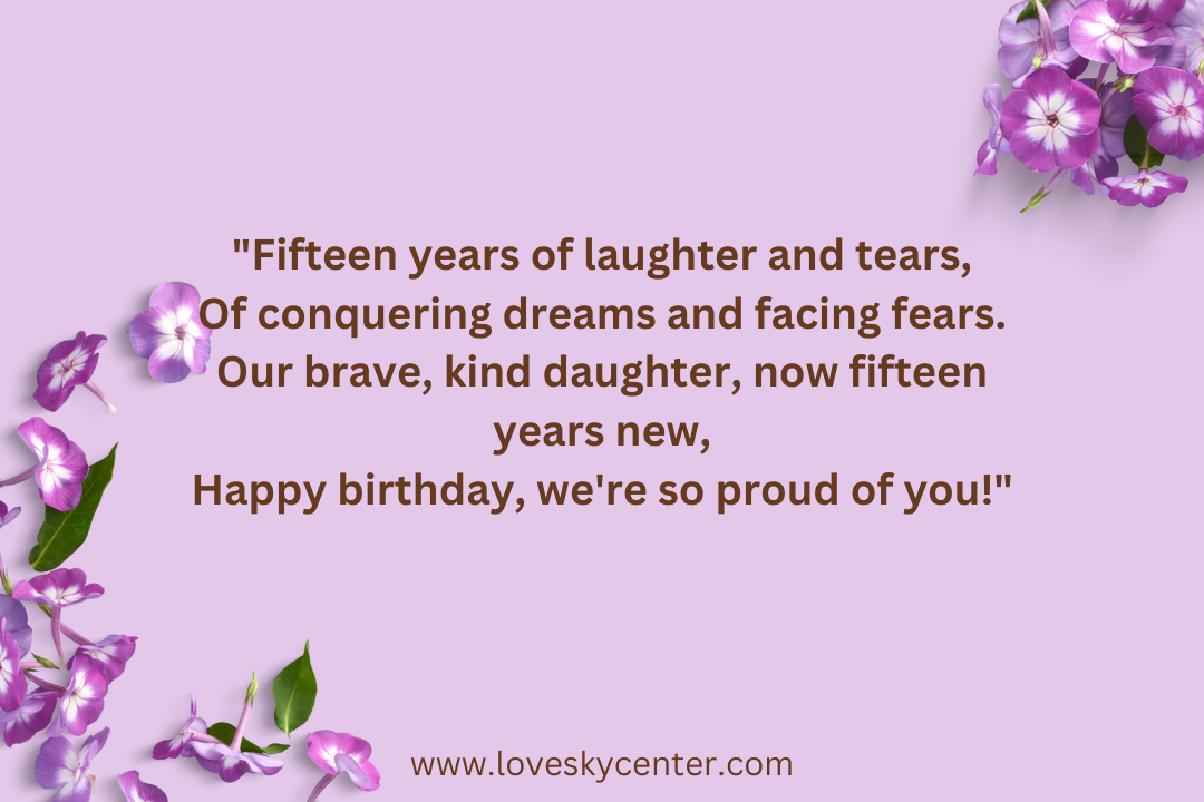 Happy 15th birthday poems for daughter