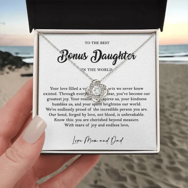 to the best bonus daughter in a world necklace christmas gift for daughter