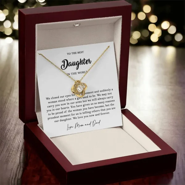 To the best daughter necklace for birthday, christmas daughter 18k yellow gold with led box necklace