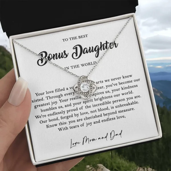 to the best bonus daughter in a world necklace christmas gift for daughter