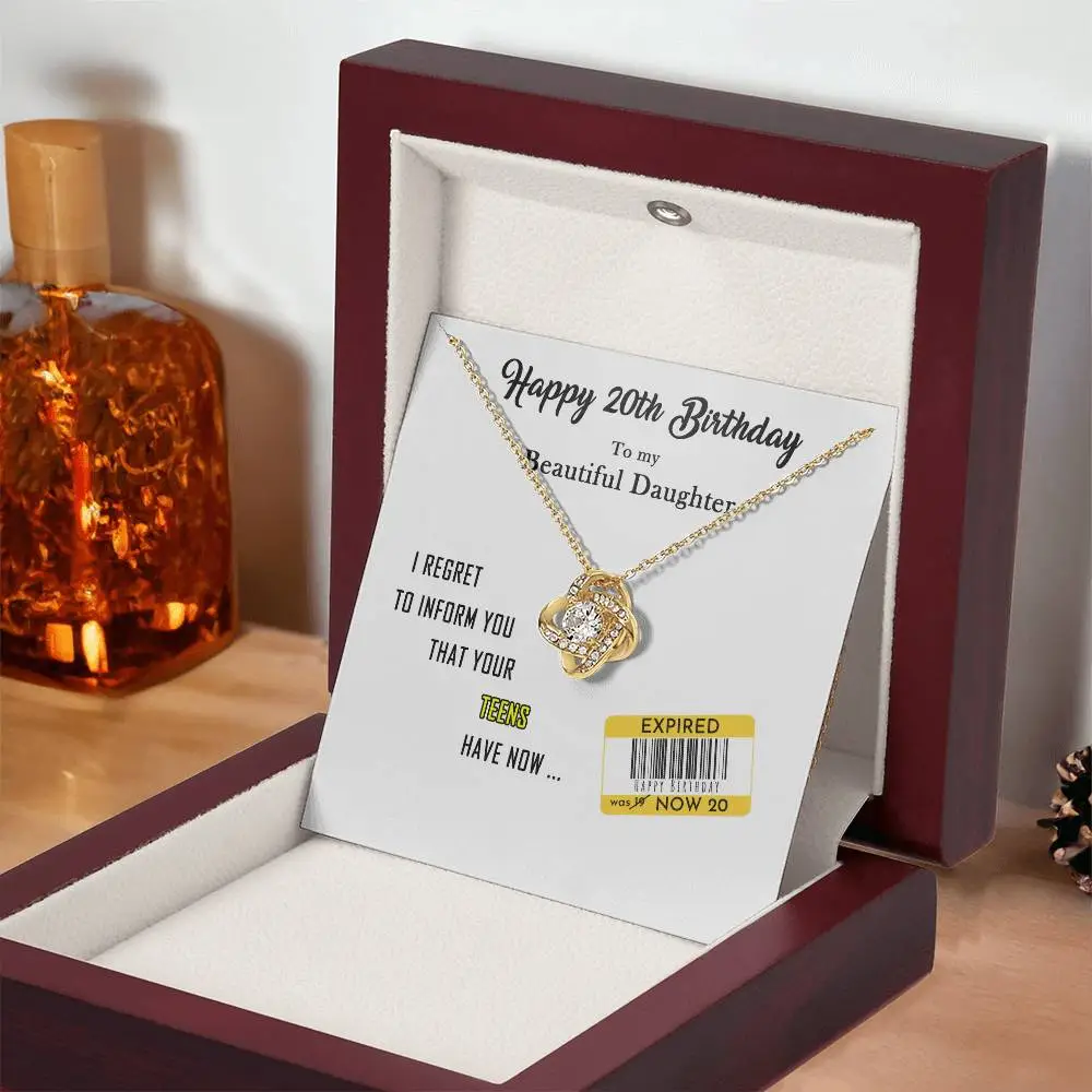 18k yellow gold happy 20th birthday, Funny birthday message necklace for 20th birthday daughter – your teens have now … expired